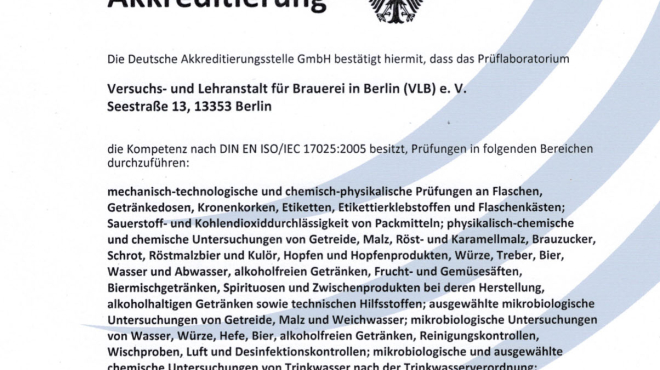 VLB Akkreditierungsurkunde