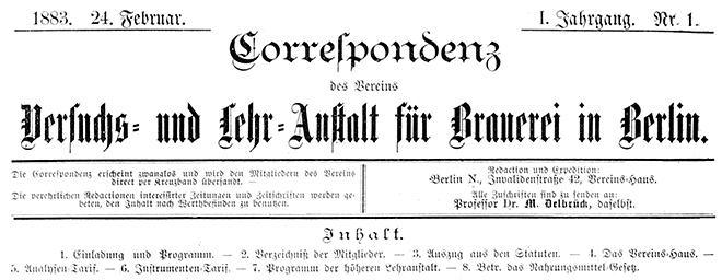 "Correspondenz": die erste Publikation der VLB erschien am 24. Februar 1883