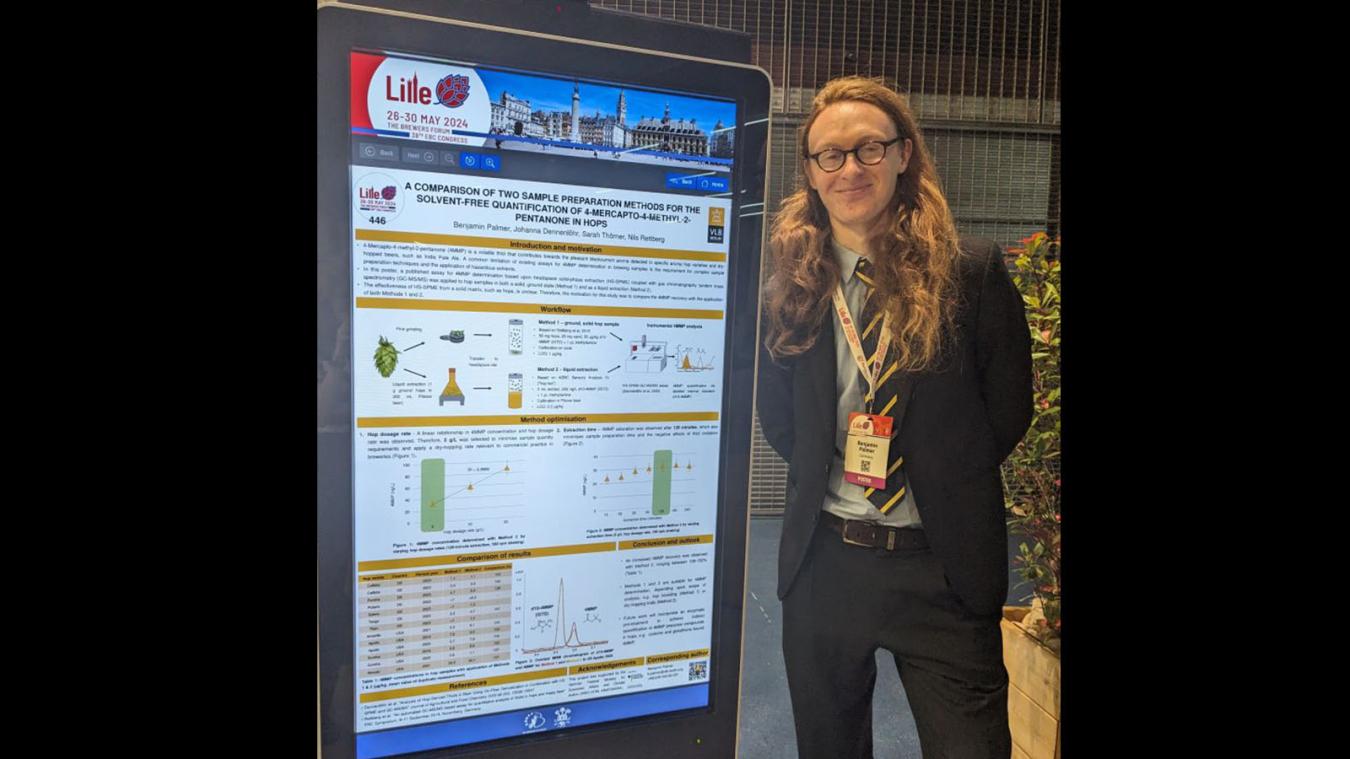 Ben Palmer presented a poster on volatile thiol analysis in hops 